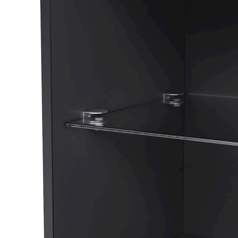 Meuble TV avec cheminée électrique non chauffante de 34,2", meuble de divertissement avec lumières LED, étagères en verre trempé pour TV jusqu'à 75"