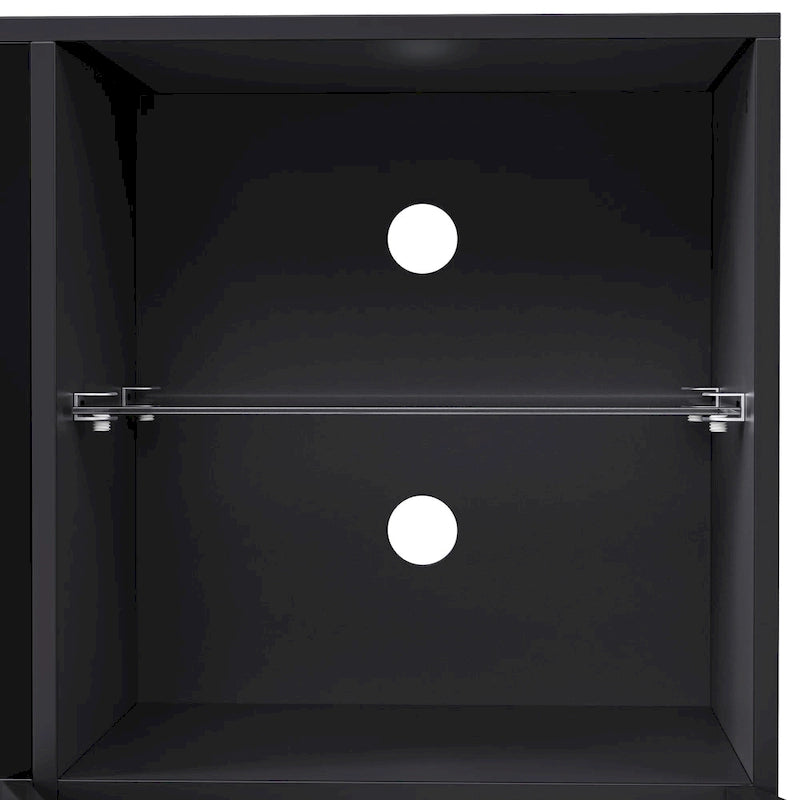 Meuble TV avec cheminée électrique non chauffante de 34,2", meuble de divertissement avec lumières LED, étagères en verre trempé pour TV jusqu'à 75"