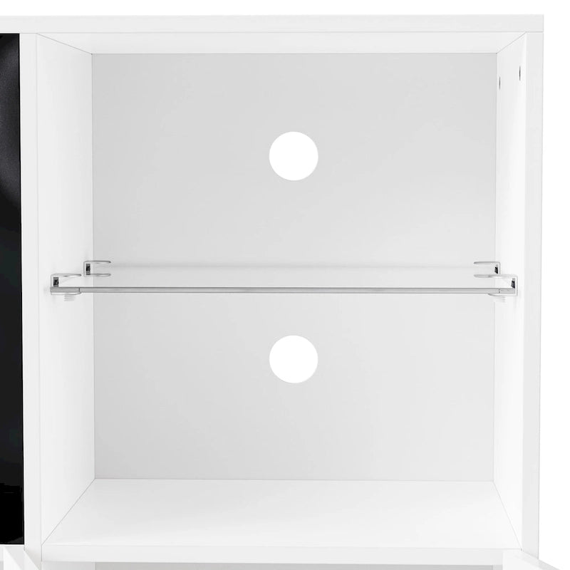 Meuble TV avec cheminée électrique non chauffante de 34,2", meuble de divertissement avec lumières LED, étagères en verre trempé pour TV jusqu'à 75"