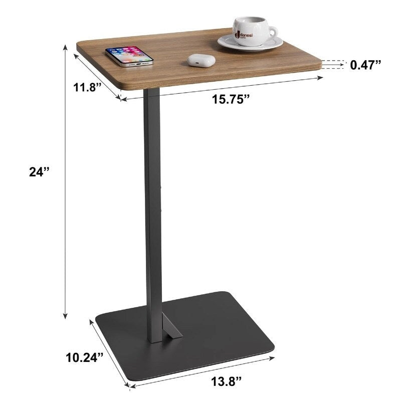 Table d'appoint en C pour canapé et chevet - 40 P x 30 L x 60 H cm