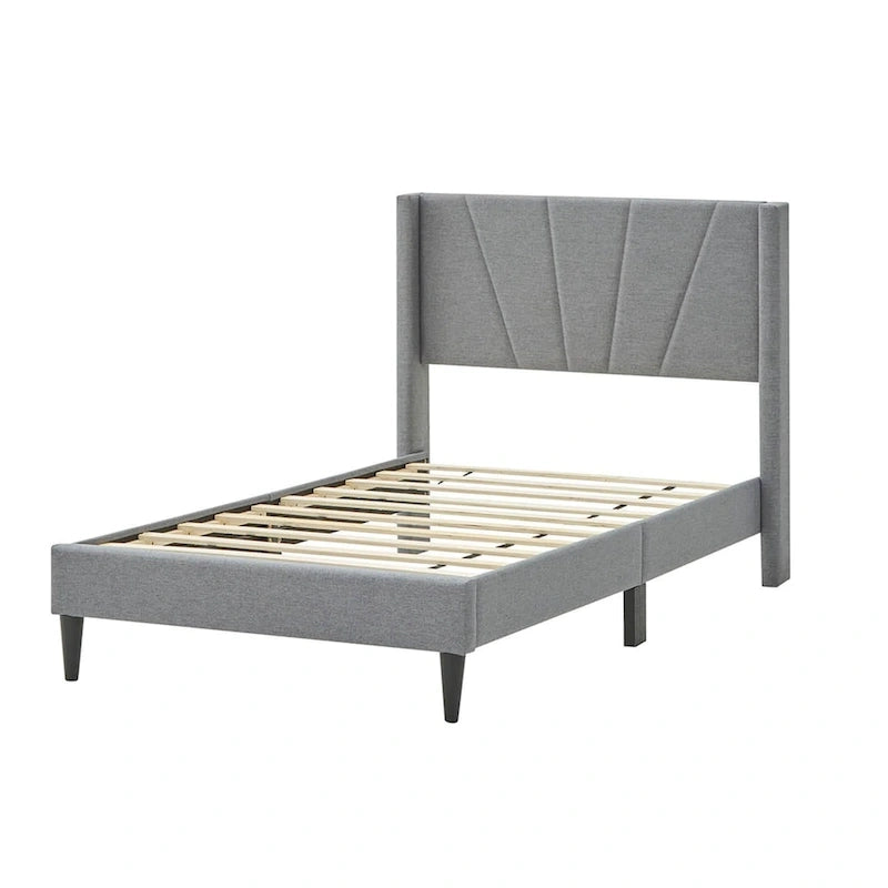 Cadre de lit Queen/Double Plateforme Moderne avec Lin