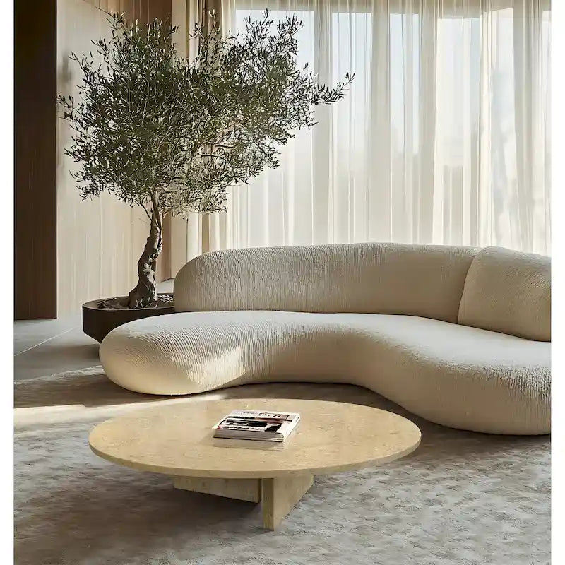 Table basse en marbre naturel poli de 90 cm