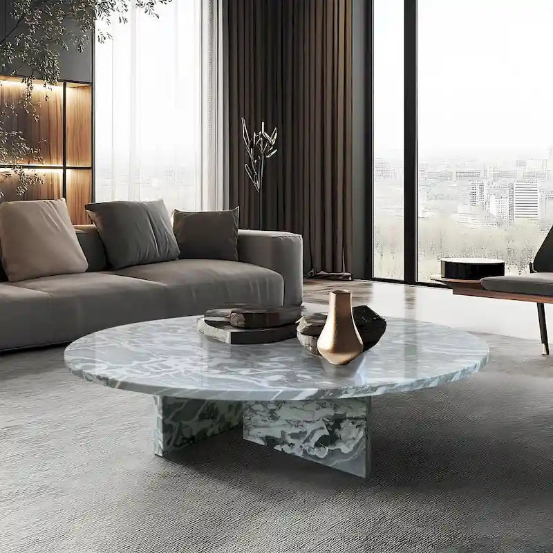 Table basse en marbre naturel poli de 90 cm