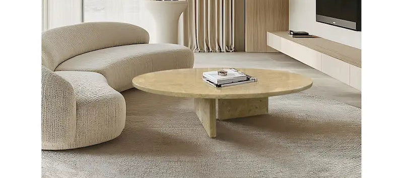 Table basse en marbre naturel poli de 90 cm