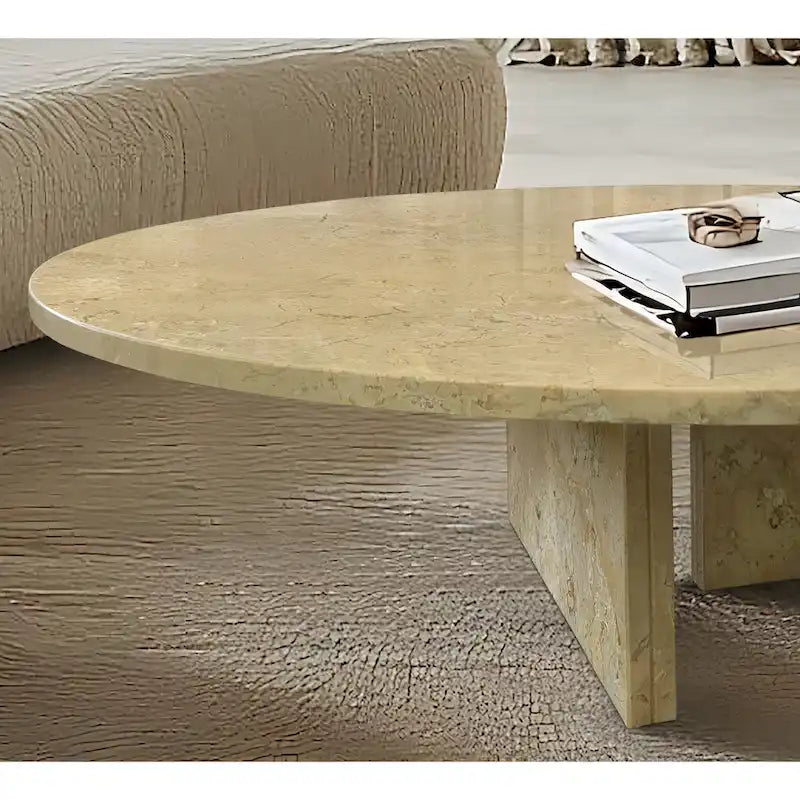 Table basse en marbre naturel poli de 90 cm