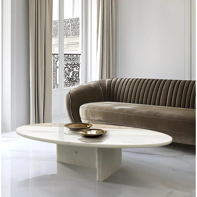 Table basse en marbre naturel poli de 90 cm