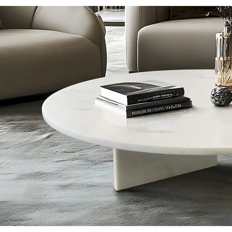 Table basse en marbre naturel poli de 90 cm