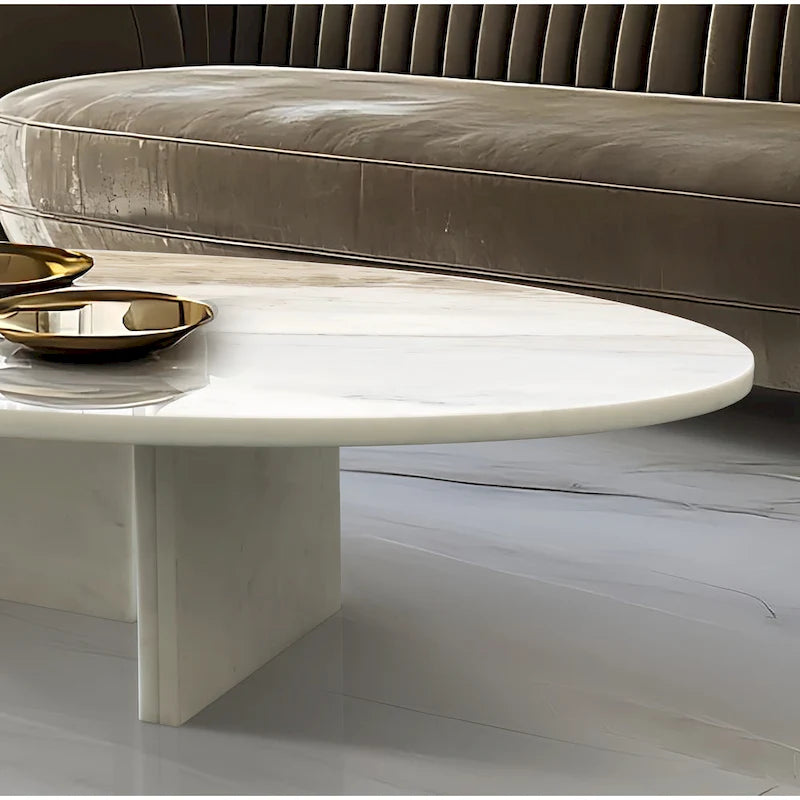 Table basse en marbre naturel poli de 90 cm