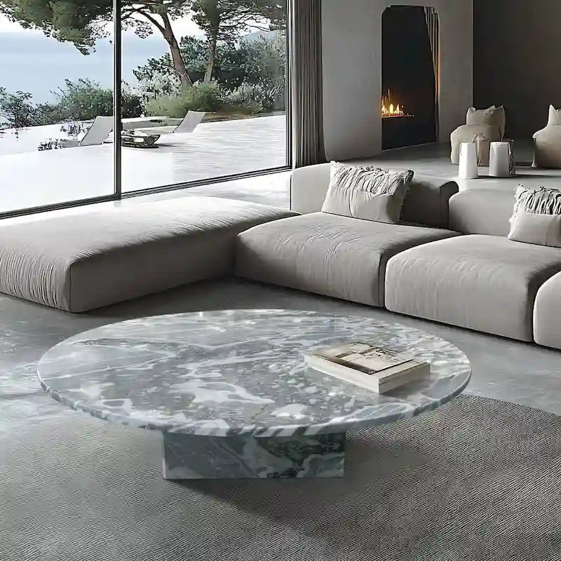 Table basse en marbre naturel poli de 90 cm