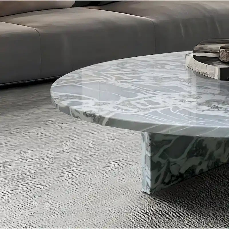 Table basse en marbre naturel poli de 90 cm