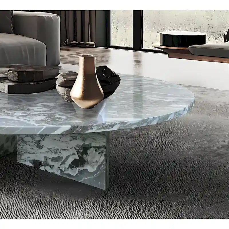 Table basse en marbre naturel poli de 90 cm