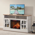 Meuble TV moderne et simple avec 2 placards de rangement et cheminée électrique pour salon, cinéma maison et chambre à coucher