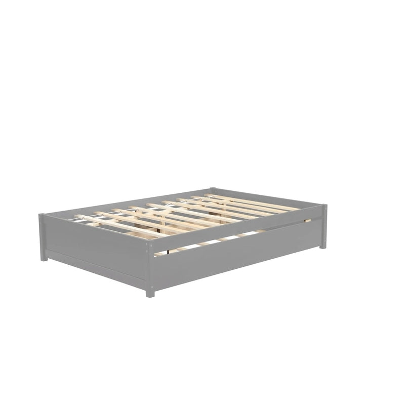 Lit plateforme entièrement en bois massif avec lit gigogne double