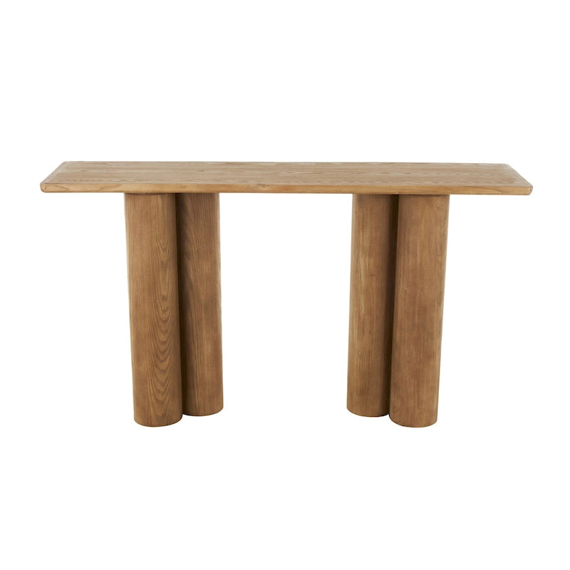 Console en bois faite à la main avec pieds en forme de piliers - Marron
