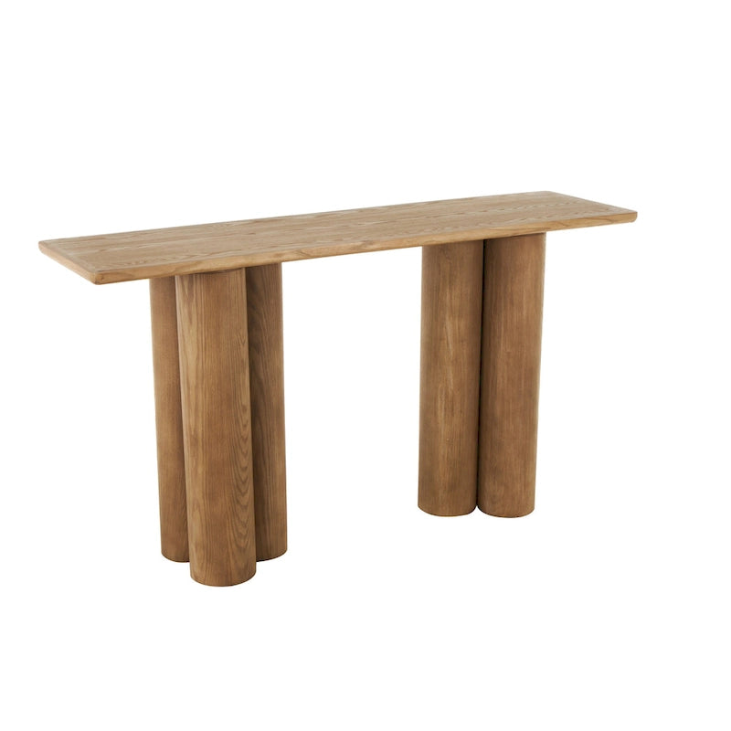 Console en bois faite à la main avec pieds en forme de piliers - Marron