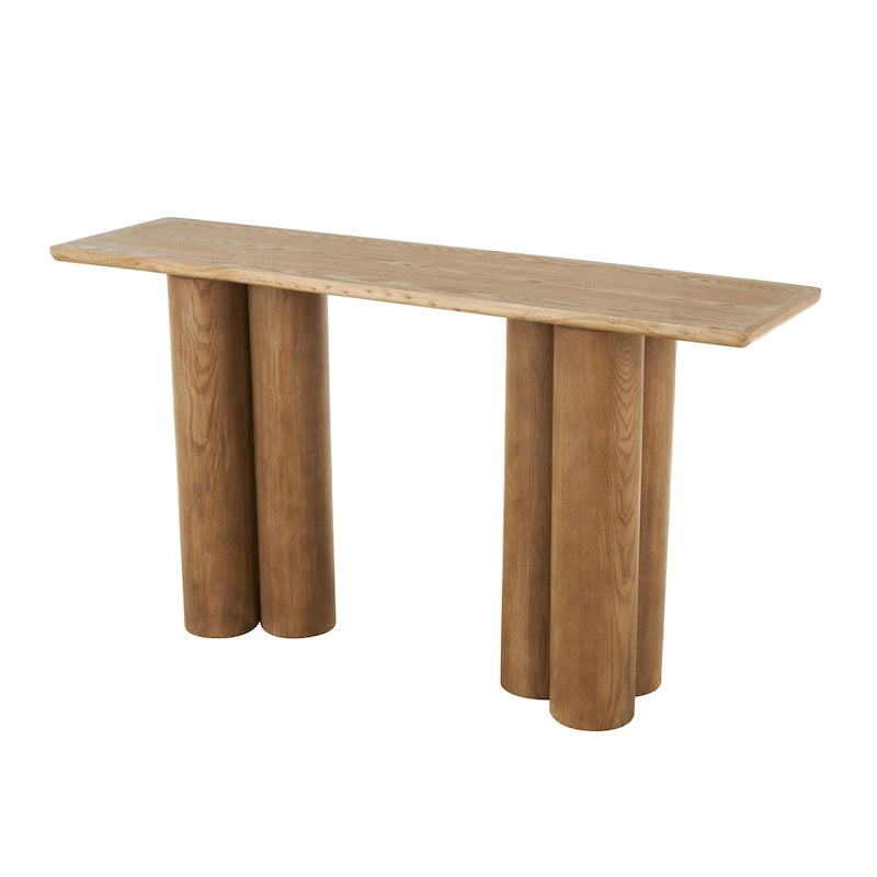 Console en bois faite à la main avec pieds en forme de piliers - Marron