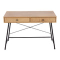 Bureau industriel en bois et métal avec tiroir coulissant