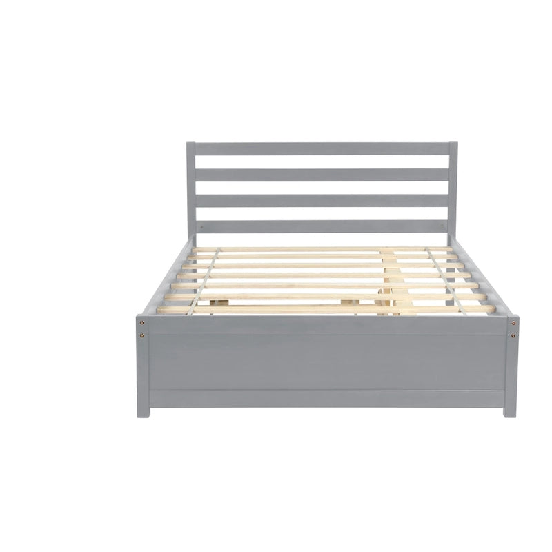 Lit plateforme en bois pleine grandeur avec tête de lit et lit gigogne double