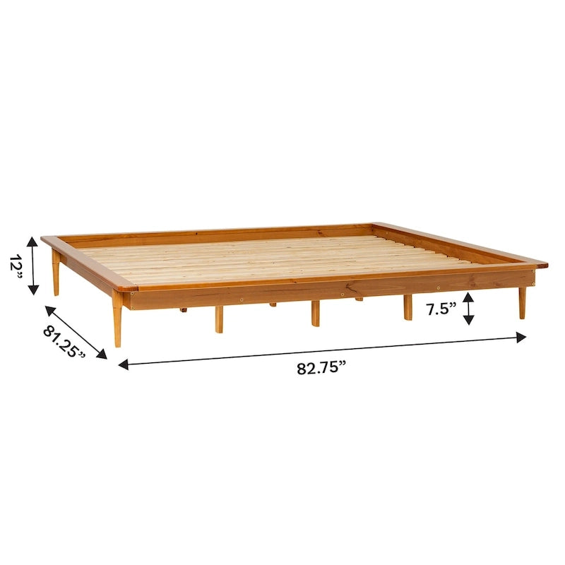 Lit plate-forme King-Size en pin massif avec lattes