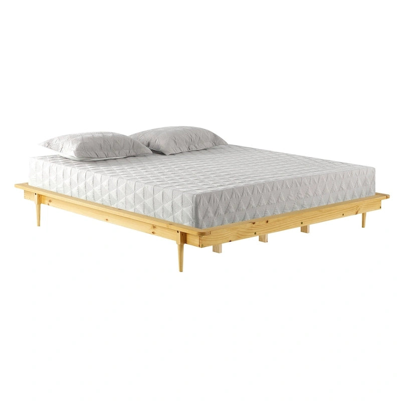 Lit plate-forme King-Size en pin massif avec lattes