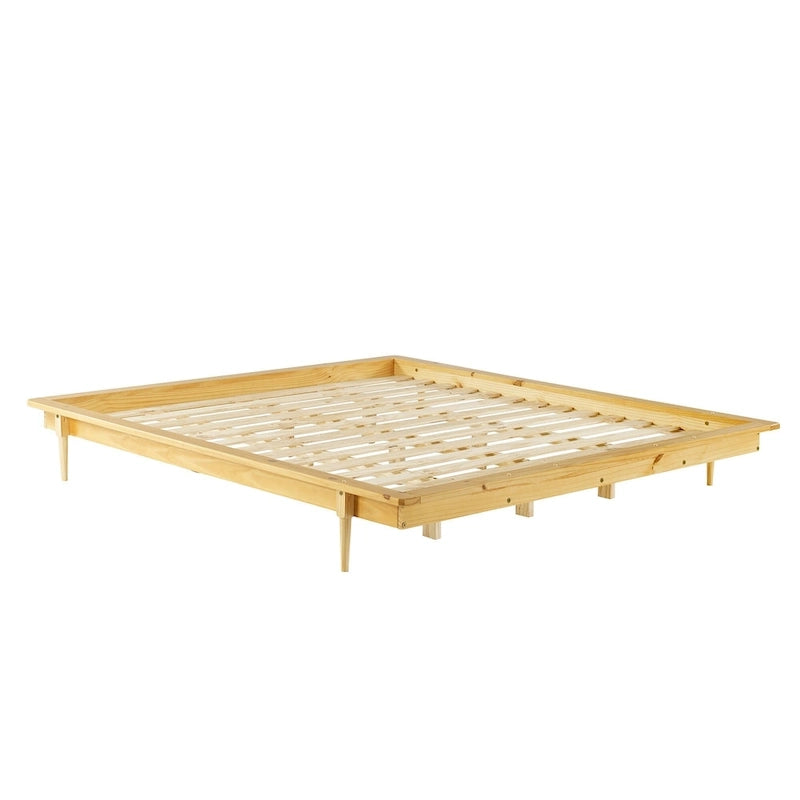 Lit plate-forme King-Size en pin massif avec lattes