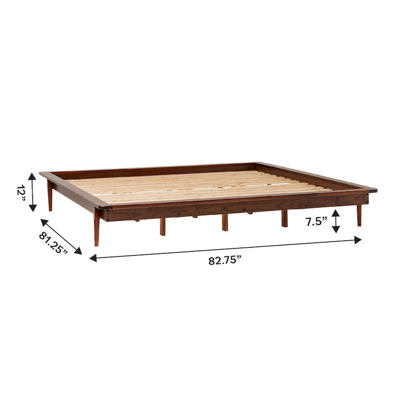 Lit plate-forme King-Size en pin massif avec lattes