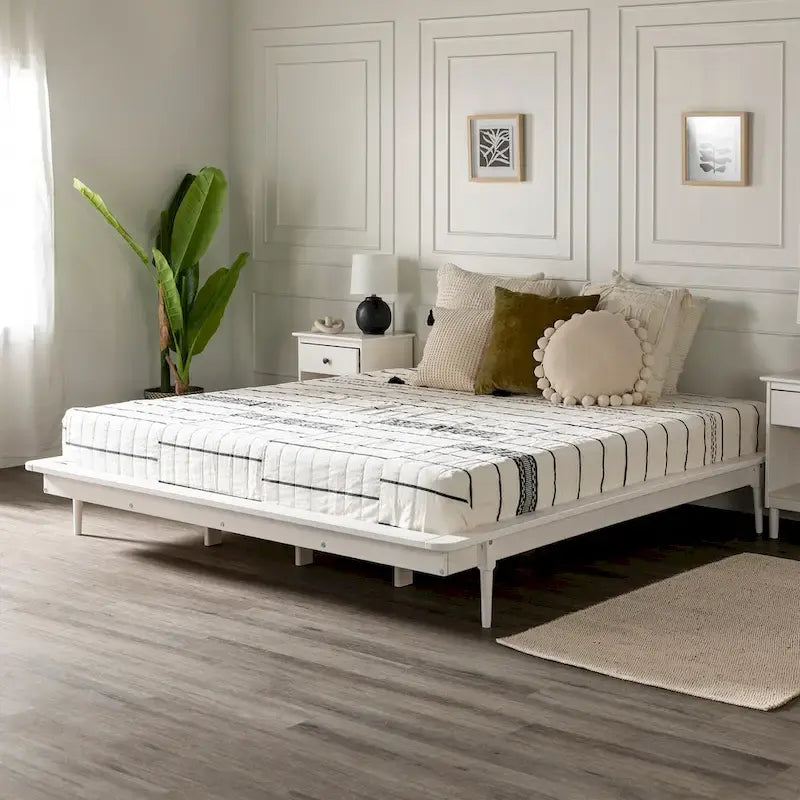 Lit plate-forme King-Size en pin massif avec lattes