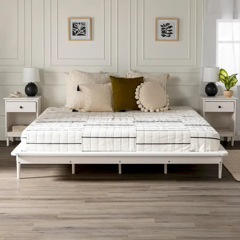 Lit plate-forme King-Size en pin massif avec lattes