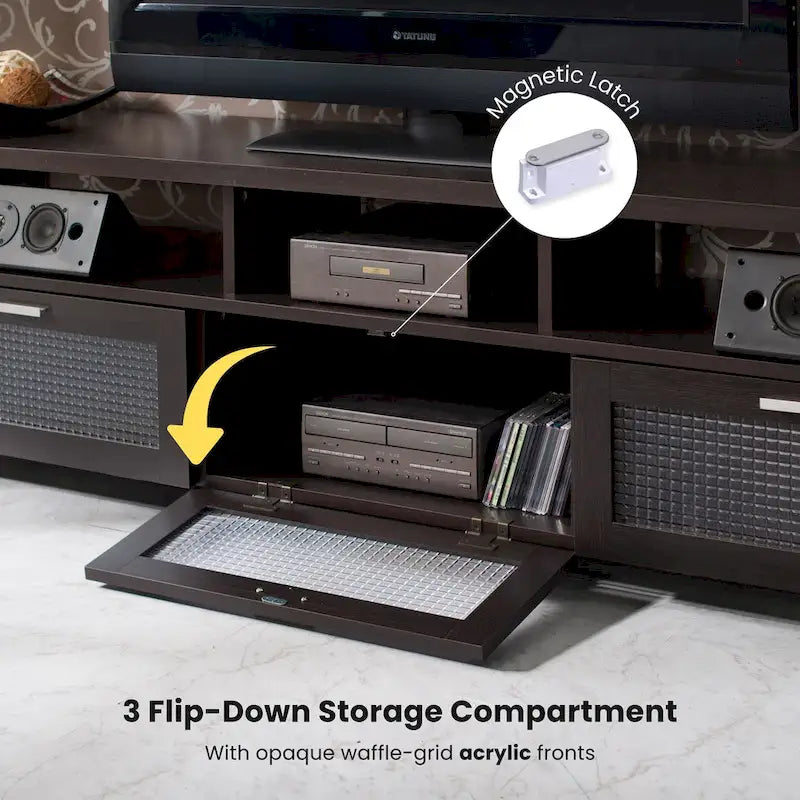 Meuble TV de rangement contemporain pour expresso de 71 pouces par