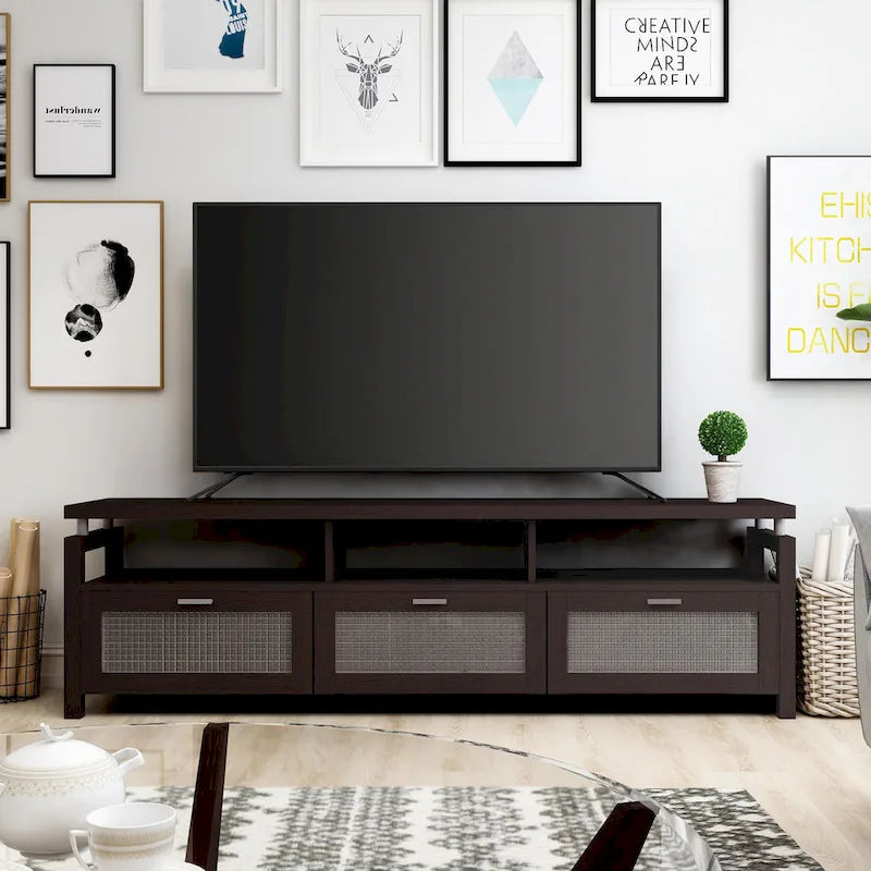 Meuble TV de rangement contemporain pour expresso de 71 pouces par