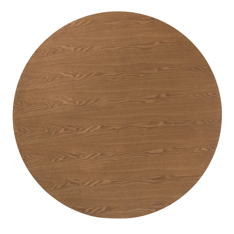 Table à manger en bois d'hévéa au fini chêne brun de style Mid-Century - N/A