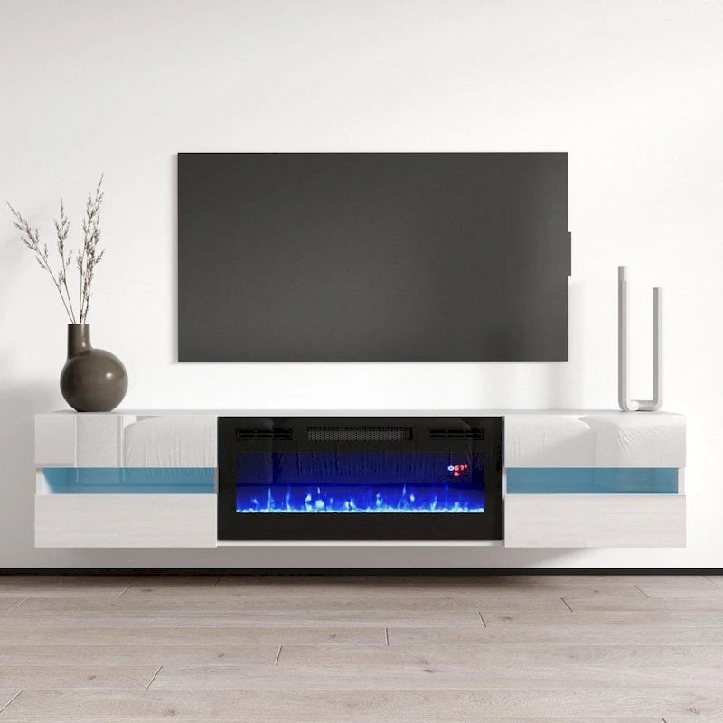 Meuble TV avec cheminée électrique murale 72