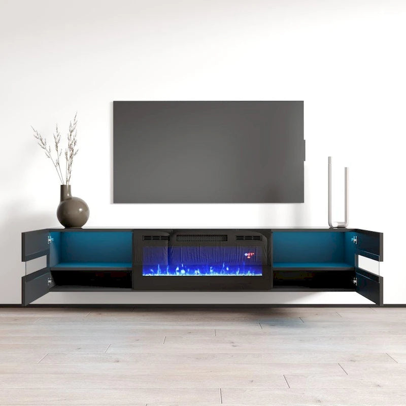 Meuble TV avec cheminée électrique murale 72