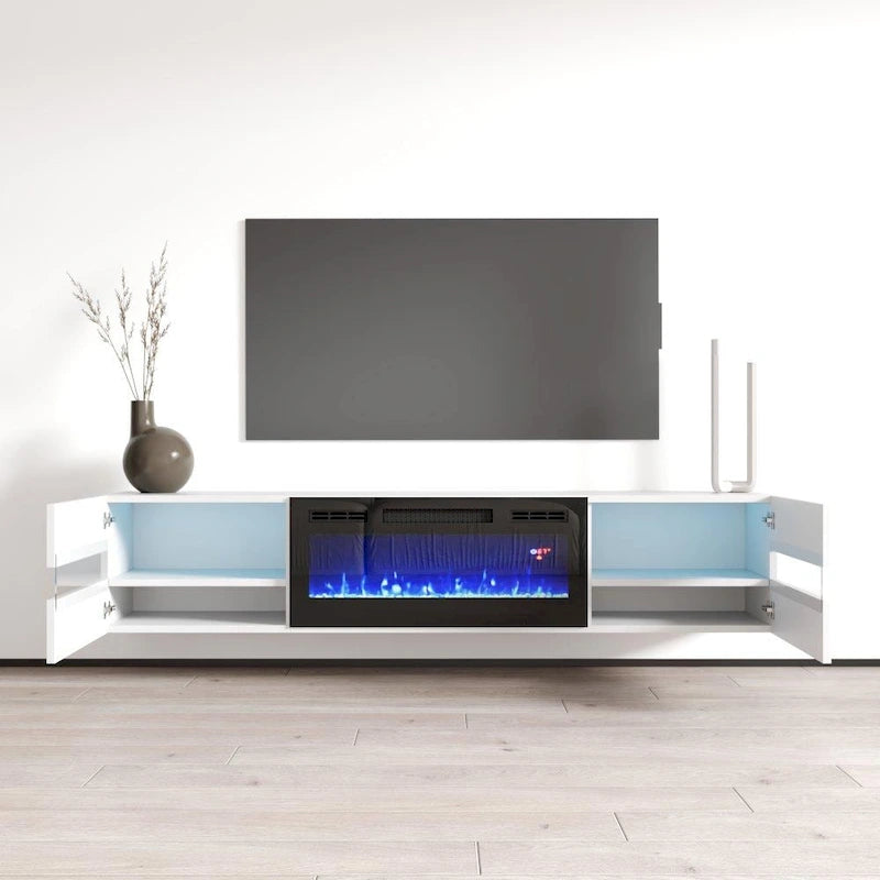 Meuble TV avec cheminée électrique murale 72