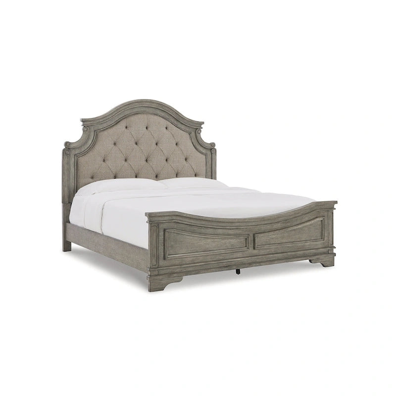 Lit rembourré Lodenbay gris antique avec panneaux