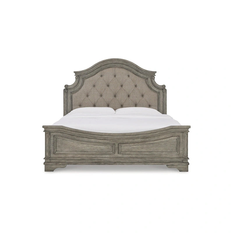 Lit rembourré Lodenbay gris antique avec panneaux