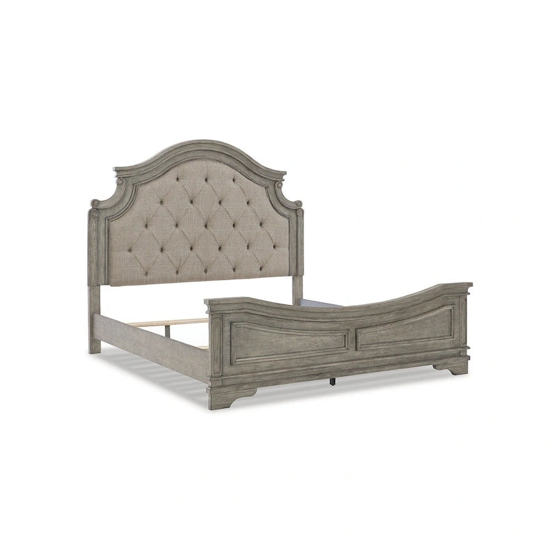 Lit rembourré Lodenbay gris antique avec panneaux