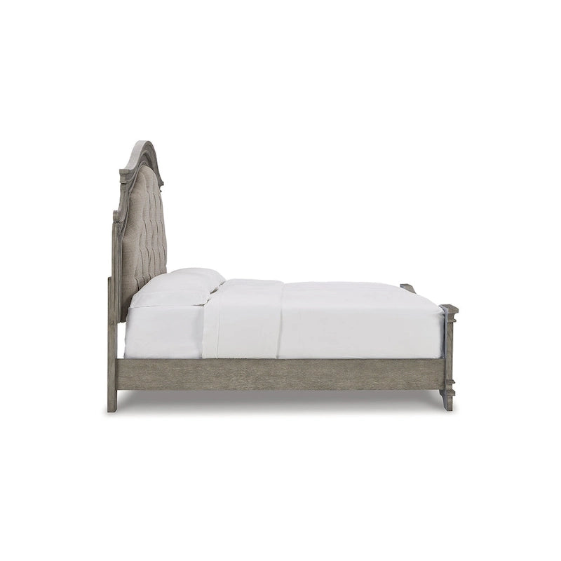 Lit rembourré Lodenbay gris antique avec panneaux