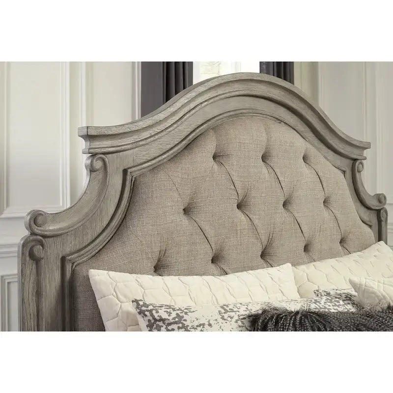 Lit rembourré Lodenbay gris antique avec panneaux