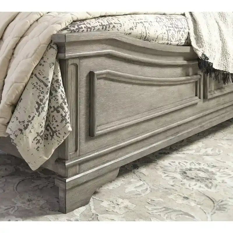 Lit rembourré Lodenbay gris antique avec panneaux
