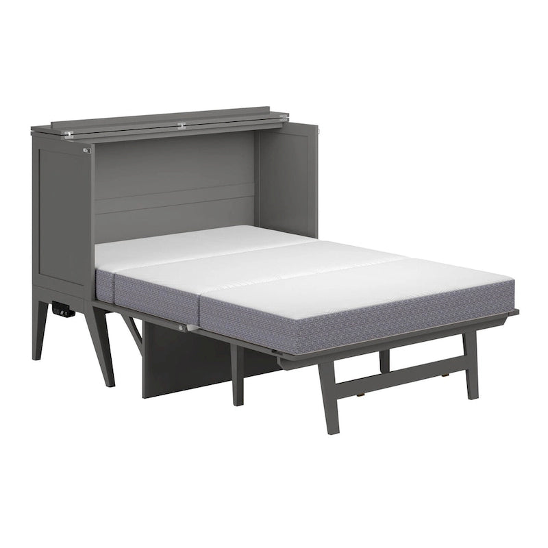Bureau lit escamotable Full Murphy gris avec matelas