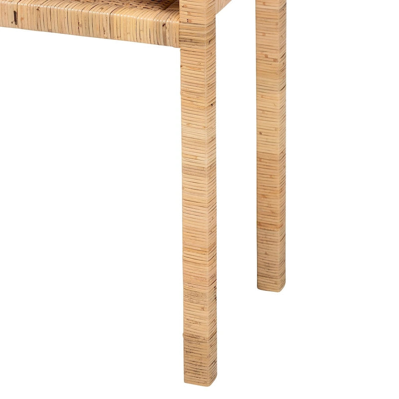 Console en rotin et bois d'acacia clair style bohème