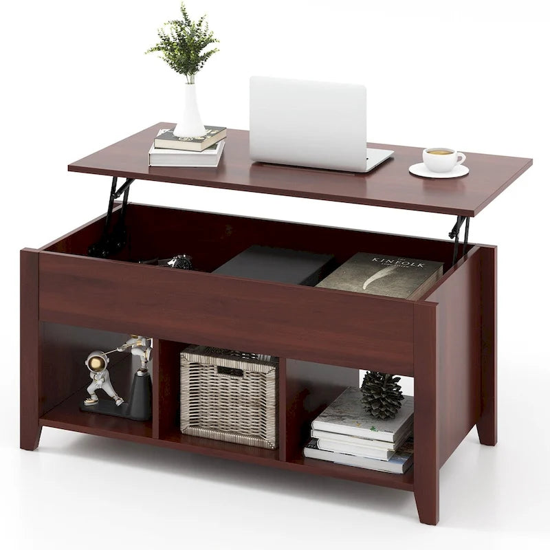 Table basse relevable avec compartiment caché et - Voir détails