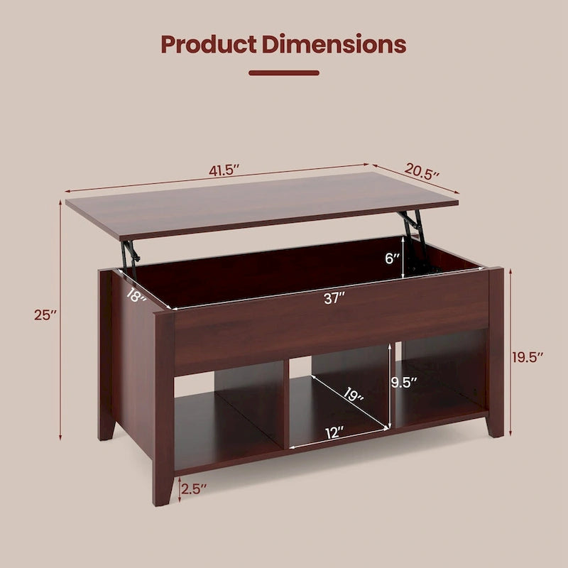 Table basse relevable avec compartiment caché et - Voir détails