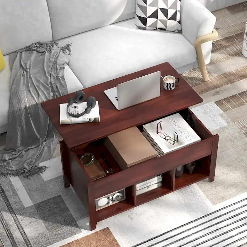 Table basse relevable avec compartiment caché et - Voir détails