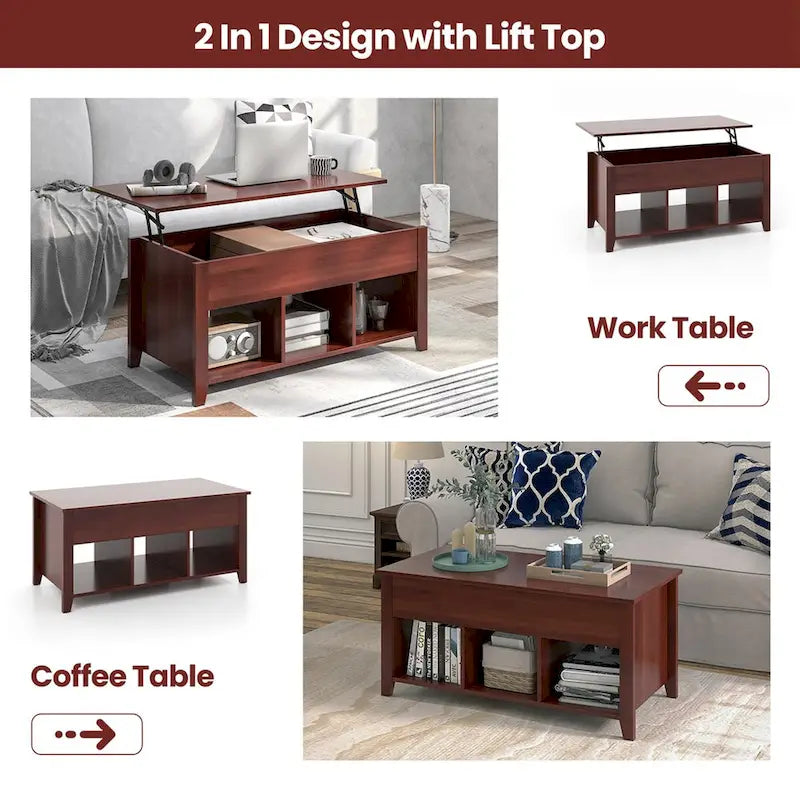 Table basse relevable avec compartiment caché et - Voir détails