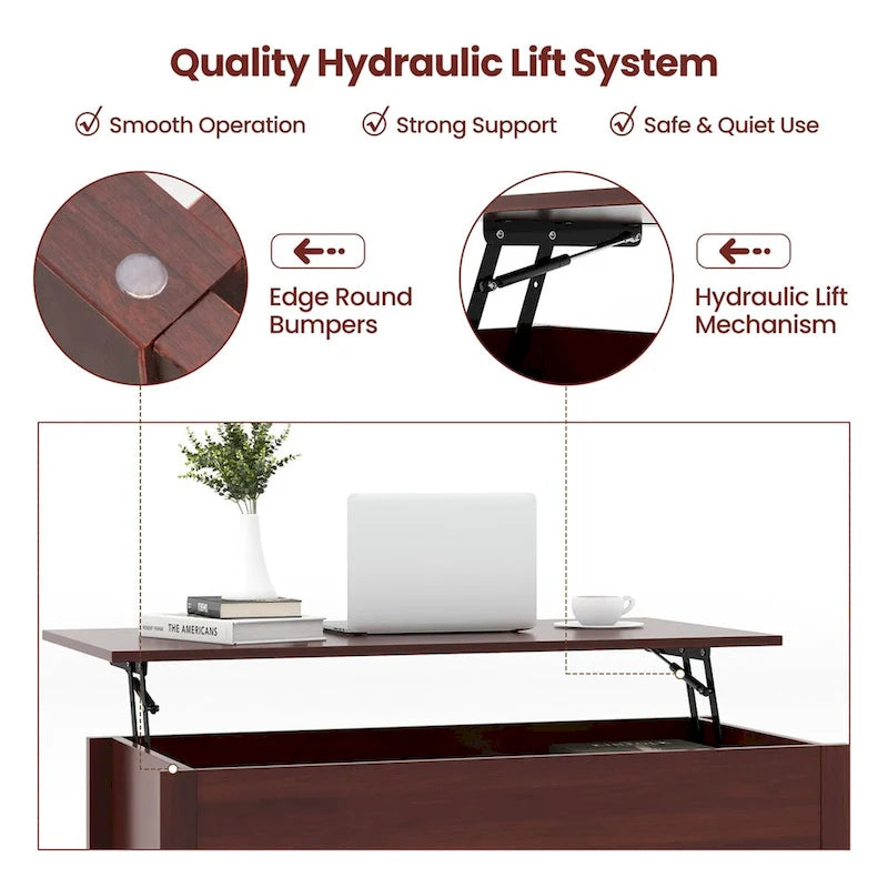 Table basse relevable avec compartiment caché et - Voir détails