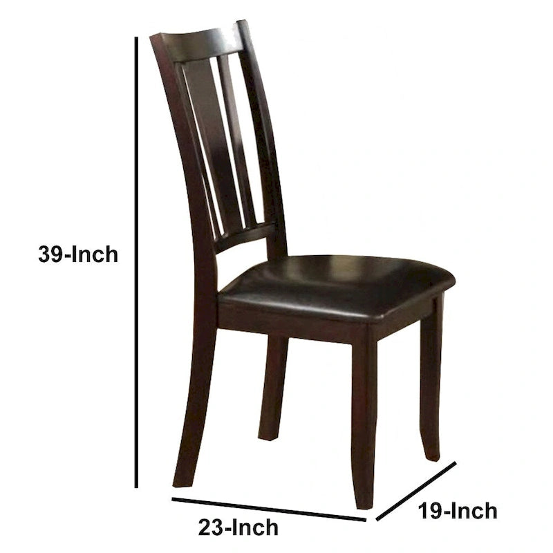 Chaise de salle à manger en bois d'hévéa avec siège rembourré, lot de 2 - 99 H x 48 L x 58 P cm