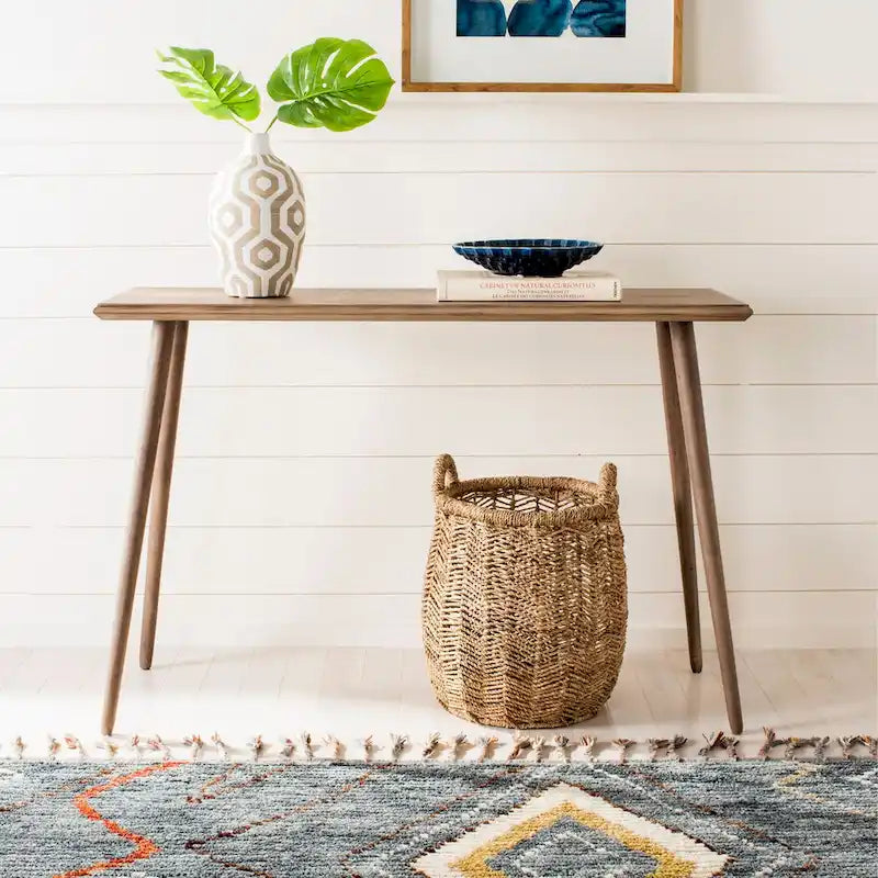 Table console blanc antique du milieu du siècle