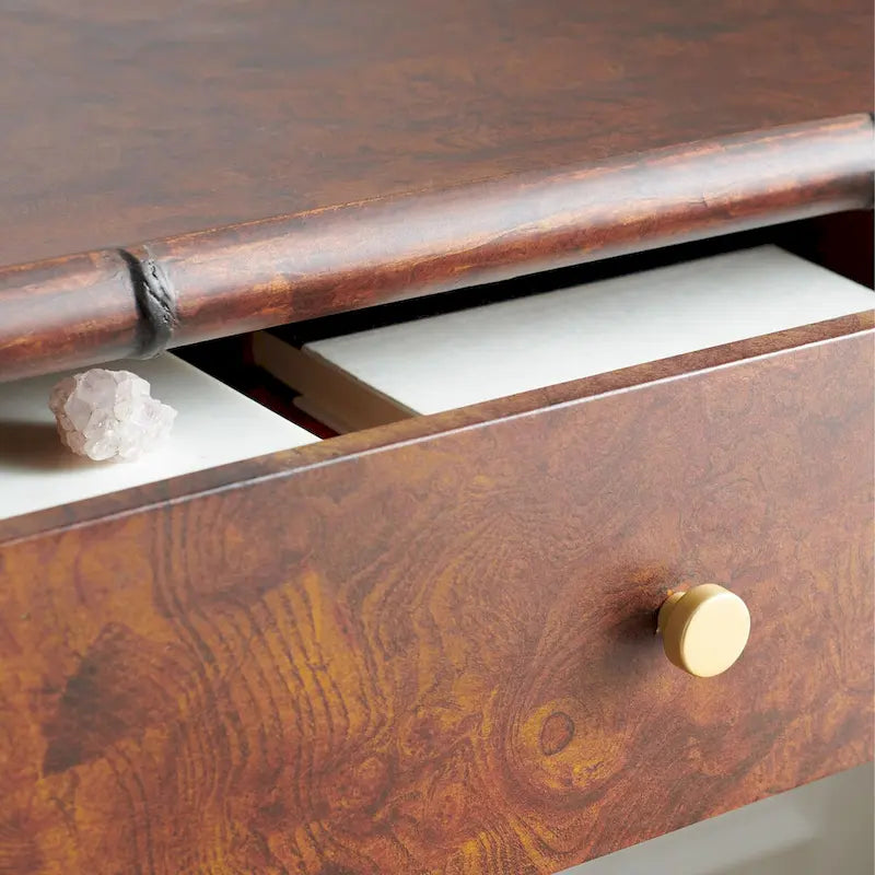 Console à 2 étagères marron foncé/doré - 42 L x 15,8 P x 29 H - 42Lx16Px29H